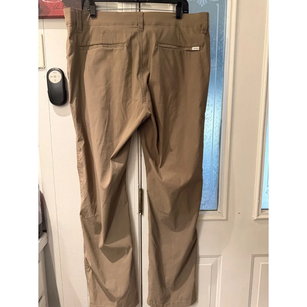 Orvis Mens Performance Stretch Khaki Pants Tan Straight Leg Hiking 1525905